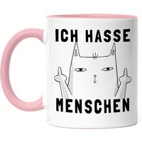 Ich Hasse Menschen Tasse Rosa Lustig Katze Unhöflich Spruch Cat Katzenliebhaber Geschenk Kollege Kollegin Büro-Tasse von HeyPrintDesigns