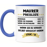 Maurer Preisliste Tasse Blau Beton Werkzeug Bauhandwerk Bau Baustelle Rohbau Wände Job Beruf Arbeit von HeyPrintDesigns