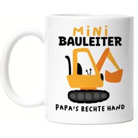 Mini Bauleiter Papa's Rechte Hand Tasse Weiß Bauarbeiter Angestellter Kran Arbeit Job Unternehmen von HeyPrintDesigns