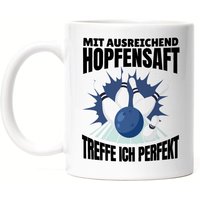 Mit Ausreichend Hopfensaft Treffe Ich Perfekt Tasse Weiß Kegeln Kegelbahn Kegelball Kegel Hobbie Freizeit Spiel Pin von HeyPrintDesigns