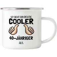 So Sieht Ein Cooler 40-Jähriger Aus Emaille Tasse Daumen Hoch Humorvolle Geschenkidee Runder 40. Geburtstag von HeyPrintDesigns