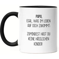 Tasse Schwarz Papa Wenigstens Keine Hässliche Kinder Lustig Vatertag Geschenkidee Bester Dad von HeyPrintDesigns