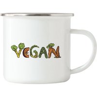 Vegan Emaille Tasse Motiv Gemüse Pflanzen Plant-Based Vegane Ernährung Geschenkidee von HeyPrintDesigns