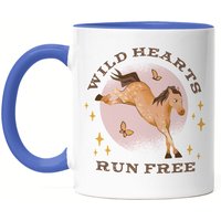 Wild Hearts Run Free Tasse Blau Pferd Hengst Stute Hobbie Pferdeflüsterer Pferdeliebhaber Reiten Spirit von HeyPrintDesigns