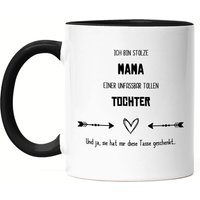 stolze Mama Tolle Tochter Tasse Schwarz Lustig Sarkasmus Geschenkidee Muttertag Geburtstag von HeyPrintDesigns