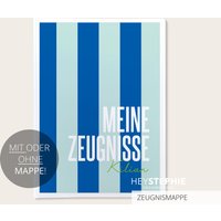 Schule Zeugnismappe Stripes | Blau-Mint - Einschulung Personalisiert Titelblatt Mit Oder Ohne Mappe Colorblocking Linien- Streifen von HeyStephieShop