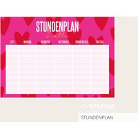stundenplan Herzen | Pink-Rot - Schule Dina4 Personalisiert Beschreibbar Colorblocking von HeyStephieShop