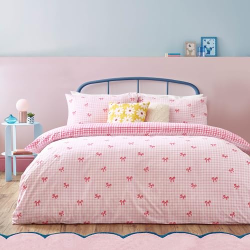 Heya Home Gingham Bows Bedrucktes Bettwäsche-Set – Rosa – Doppelbett von Heya Home