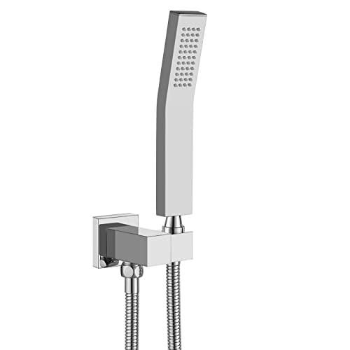 Heyalan SUS304 Edelstahl Handbrause Wand Hochdruck Luxus Duschset High Flow Rechteck Handbrause Spray mit Wandanschluss Halter und Schlauch Gebogener Stil Poliertes Chrom Heyalan SUS304 Edelstahl Handbrause Wand Hochdruck Luxus Duschset High Flow Rechteck Handbrause Spray mit Wandanschluss Halter und Schlauch Gebogener Stil Poliertes Chrom von Heyalan