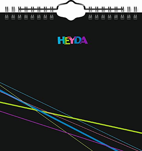 Heyda 2070410 Bastel-/Kreativkalender (13 Monatsblätter, 160 x 156 mm, Kalendarium immerwährend, Wire-O-Bindung mit Aufhänger, Deckblatt schwarz, Monatsblätter) schwarz von Heyda