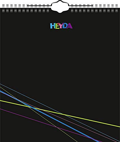 Heyda 2070450 Bastel-/Kreativkalender (13 Monatsblätter, 215 x 240 mm, Kalendarium immerwährend, Wire-O-Bindung mit Aufhänger, Deckblatt schwarz, Monatsblätter) schwarz von Heyda