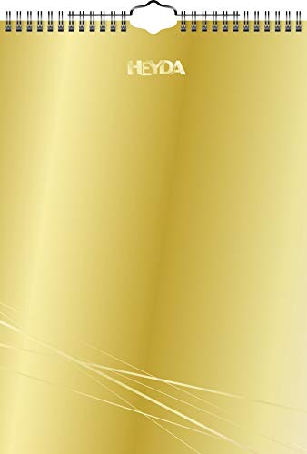 Heyda 2070477 Bastel-/Kreativkalender (13 Monatsblätter, A 4, Kalendarium immerwährend, Wire-O-Bindung mit Aufhänger, Deckblatt gold, Monatsblätter) schwarz von Heyda