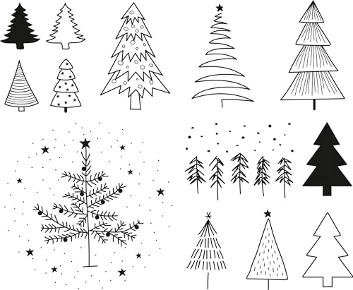 Heyda Stempel Set Weihnachtliche Motive verschiedene Größen 10-11 Stück Tannen von Heyda