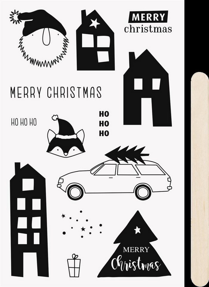 Heyda Sticker Heyda 203780941 Rubbel-Sticker „Xmas“, 100 × 190 mm, schwarz, 1 Blatt von Heyda