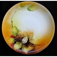 1920Er Noritake Nussbaum Teller Nussschale Moriyama Familie Lorbeerblätter & "M" Mark Nippon Japan von Heydeyjavoo