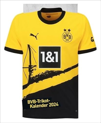Borussia Dortmund Trikotkalender 2024. Kalender im originalen Trikot-Design, perfekt für Fans des BVB. Die tollsten Spielerfotos in einem dekorativen Wandkalender. von Heye