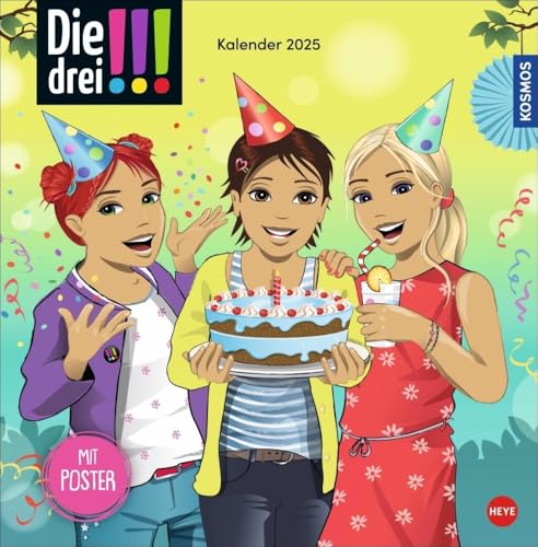 Die drei !!! Broschurkalender 2025: Das Mädchen-Detektiv-Trio in Aktion: Kalender mit coolen Bildern, spannenden Abenteuern und kniffligen ... Eintragen (Kino-Entertainment Kalender Heye) von Heye