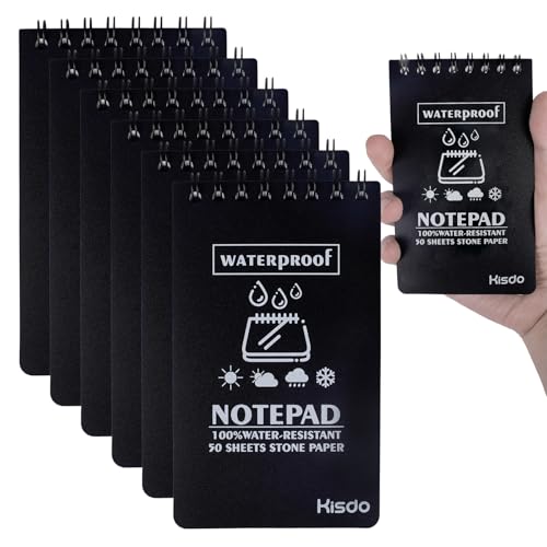 Heygueo 6 Pcs Waterproof Notebook,3 X 5 Inch All Weather Notebook,Pocket Notebooks,Mini Spiral Notepad Water Proof Mini Notepads for Outdoor Office,Construction,Field(Black) von Heygueo