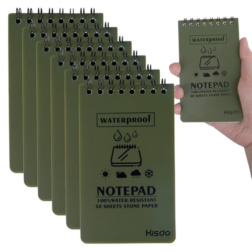 Heygueo 6 Pcs Waterproof Notebook,3 X 5 Inch All Weather Notebook,Pocket Notebooks,Mini Spiral Notepad Water Proof Mini Notepads for Outdoor Office,Construction,Field(Green) von Heygueo