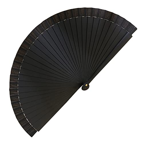 Handfächer faltbar, 1 Packung weißer Holzfächer für Damen und Herren, Sommerkühlung, personalisierter Handfächer, Foto-Requisiten für Hochzeit, Tanz, Geschenk, Wanddekoration zu Hause (schwarz) von Heyiminy