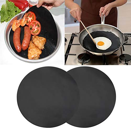 BBQ Grillmatte 2er Set - Wiederverwendbare Premium Grill Backmatte mit Teflon Antihaftbeschichtung Multifunktions Grillmatte für Grill und Backofen alle Arten von Lebensmitteln (rund I Ø 24 cm) von Heylas