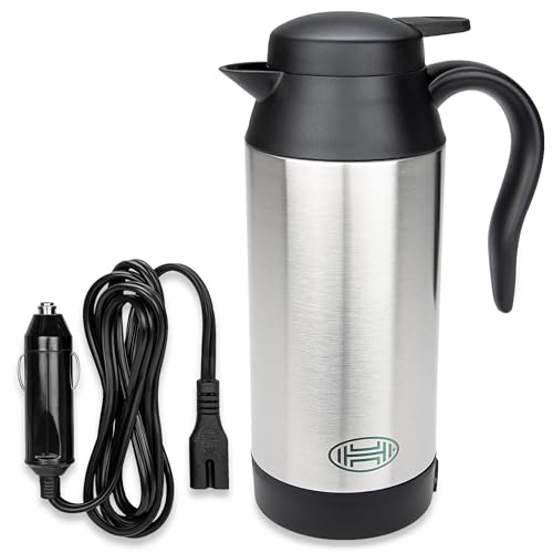 HEYNER® Auto Wasserkocher Edelstahl Reisewasserkocher Warmhaltefunktion 750ml 12V Zigarettenanzünder von HEYNER