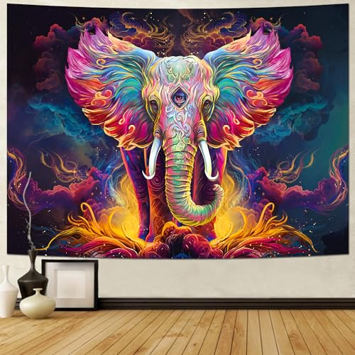 Heynvioo Wandteppich mit psychedelischem Elefant, Trippy, Aquarell, Elefant, ästhetisch, bunt, Wolken-Wandteppich, spirituelle Meditation, Wandbehang, Dekoration für Zuhause Heynvioo Wandteppich mit psychedelischem Elefant, Trippy, Aquarell, Elefant, ästhetisch, bunt, Wolken-Wandteppich, spirituelle Meditation, Wandbehang, Dekoration für Zuhause von Heynvioo
