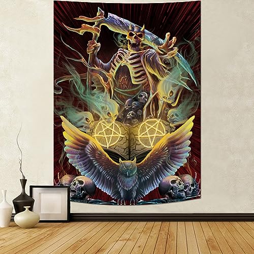 Heynvioo Totenkopf Tapisserie Gothic Skelett Tapisserie Horror Geist Wandteppich Hippie Vertikaler Wandteppich Mystic Eule Zauberer Tarot Tapisserie Wandbehang für Wohnzimmer Heynvioo Totenkopf Tapisserie Gothic Skelett Tapisserie Horror Geist Wandteppich Hippie Vertikaler Wandteppich Mystic Eule Zauberer Tarot Tapisserie Wandbehang für Wohnzimmer von Heynvioo