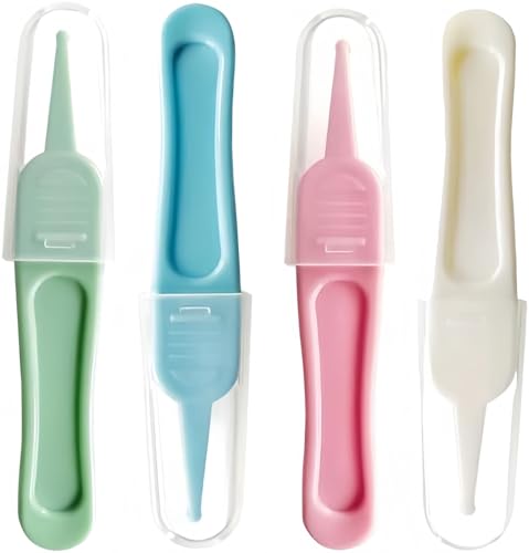 Heyumybit Baby Sicherheits Pinzette,4 Stück Baby Nasenpinzette,Nase Reinigung Pinzette,Rundkopf Pinzette,Nasenreinigung Pinzette,Kunststoff Pinzette für Nasenreinigung von Heyumybit
