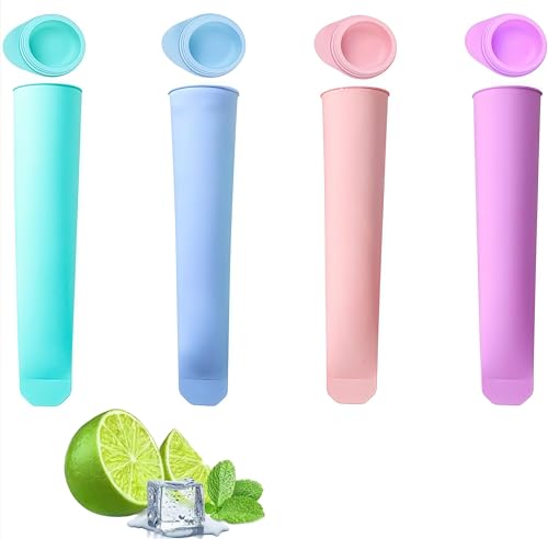 Heyumybit Eisformen Silikon,4 Stück Popsicle Formen mit Deckel,Wiederverwendbare Eislutscher,Wassereis Formen,Popsicle Maker,Ice Pop Maker von Heyumybit