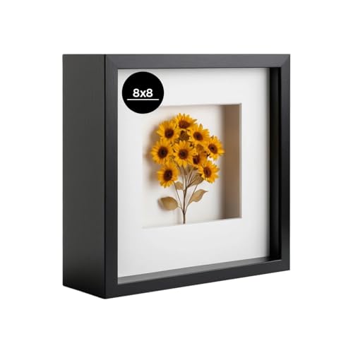 Heyxinda 20,3 x 20,3 cm große Schattenbox-Bilderrahmen, tiefe 4,5 cm Vitrine mit Echtglas, herausnehmbarem Innenrahmen und schwarz-weißer Matte für DIY-Präsentation von Baby-Hochzeitserinnerungen Heyxinda 20,3 x 20,3 cm große Schattenbox-Bilderrahmen, tiefe 4,5 cm Vitrine mit Echtglas, herausnehmbarem Innenrahmen und schwarz-weißer Matte für DIY-Präsentation von Baby-Hochzeitserinnerungen von Heyxinda