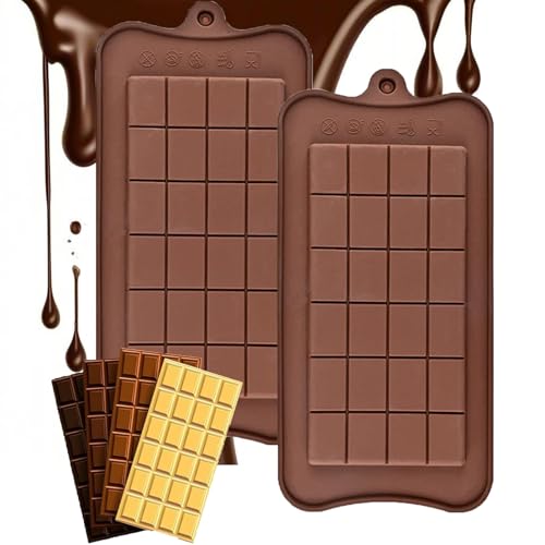 2 Stück Schokoladenform Silikon Tief, Dubai Schokoladentafel Form, Silikonform Schokoladentafel Tiefe Schokoladenform Extra Tief Schokolade Form für Schokolade Praline Süßigkeiten von Heyzeibo