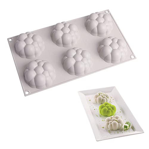 Hezhou 6 Loch Wolken Silikonform Cloud Bubble Mousse Silikon-Kuchenform Pralinenform Silikon Bonbonform Antihaft-schokoladenformen Mini-Schokoladenformen für Schokolade, Kuchen, Gelee, Kuppelmousse von Hezhou