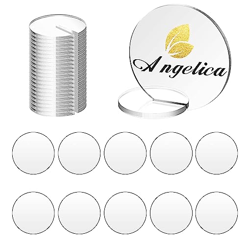 Hezhou 10 Stück transparentes Acrylschild mit 10 Ständer klare Acrylplatten leere DIY Tischschild für Hochzeiten, Party, Meetings, Büro, Restaurants, Bar (Rund) von Hezhou