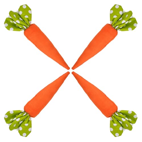 Hezhou 4 Stück Künstliche Stoff Karotten Karottenhandwerksparty Dekoration Handgefertigte Karotten aus Stoff Kunstkarotten Deko farbenfroh Für Heimdekoration, Foto-Requisiten oder Haustiere (Orange) von Hezhou