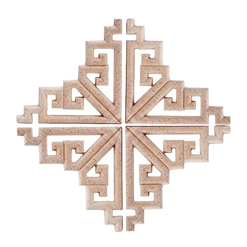 Hezhou 4pcs Holz Ornament Holzornamente für Möbel Vintage Deko Geschnitztes Holz Skulptur Applique Onlay Lange Geschnitzte Holzschnitzerei Applikation Unbemalte für Möbel (L) von Hezhou