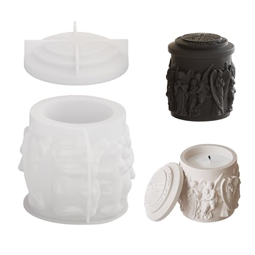 Hezhou Silikonform Kerzen Silikonform Schale Kerzenform Silikon Silikonform Kerzenhalter mit Deckel Windlicht Tischdeko Hochzeit Liebe Hochzeitsdeko Tisch Silikonform für DIY Vase (Engel) von Hezhou