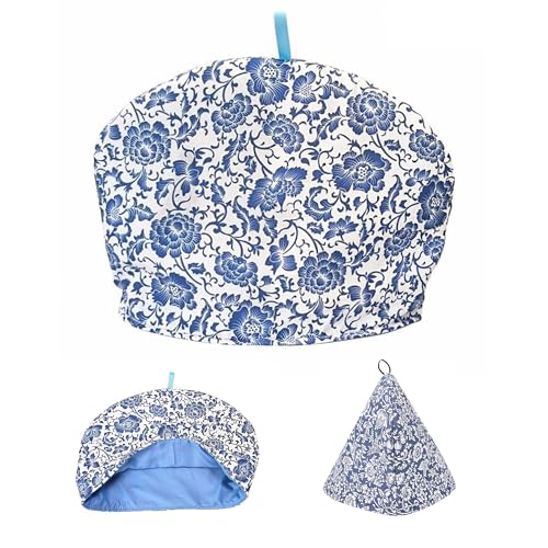 Hezhou Teekannen Wärmer Baumwolle Teewärmer aus Baumwolle Teekanne Isolierung Abdeckung Tee Set Vintage Tee Set Tee Gemütlich Stoff Teewärmer Deko Retro für Hausfrau, Freund, Mutter (blau) von Hezhou