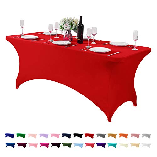 Hezuzo Spandex-Tischdecke für 1,8 m Tisch, universelle Stretch-Tischdecke für Party, Bankett, Hochzeit und Veranstaltungen, Rot von Hezuzo