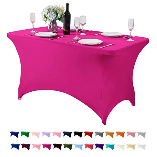 Spandex-Tischdecke für 122 cm Tisch, universal, dehnbar, für Partys, Bankette, Hochzeiten und Veranstaltungen, Fuchsia von Hezuzo