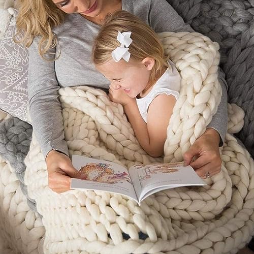 Hfnnhl Grobstrickdecke Handgefertigter Grobstrick Überwurf, Grob Strickdecke Warme Decke Karierte Strickbett Sofa Überwürfe Dekorationen Weihnachts Geschenk (Color : Beige, Size : 100x150cm) von Hfnnhl