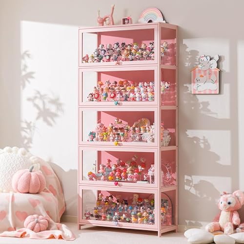Hggdsac Display Cabinet, Acrylvitrine, Modellvitrinen, Versiegelt und Staubdicht, Leicht zu Reinigen, Holzvitrine, Tough Texture, Praktisch und schön, für Wohnzimmer, Büro Rosa, 40cm×33cm×140cm Hggdsac Display Cabinet, Acrylvitrine, Modellvitrinen, Versiegelt und Staubdicht, Leicht zu Reinigen, Holzvitrine, Tough Texture, Praktisch und schön, für Wohnzimmer, Büro Rosa, 40cm×33cm×140cm von Hggdsac