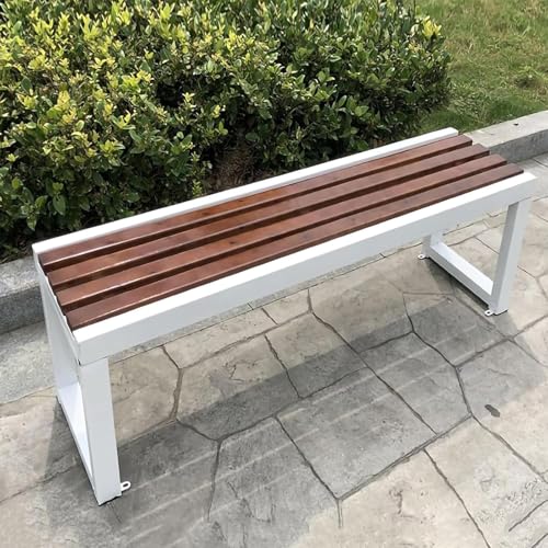 Hggdsac Gartenbank für den Außenbereich, Metallbank, rückenfrei, Wetterfest, Stabiler Stahlrahmen, Terrassenbank, sonnenbeständig und korrosionsbeständig, für Sehenswürdigkeiten, Weiß+Braun (100CM) Hggdsac Gartenbank für den Außenbereich, Metallbank, rückenfrei, Wetterfest, Stabiler Stahlrahmen, Terrassenbank, sonnenbeständig und korrosionsbeständig, für Sehenswürdigkeiten, Weiß+Braun (100CM) von Hggdsac