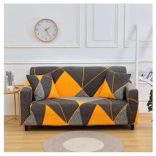 Hggzeg Sofabezug, hochdehnbarer elastischer Stoff, für 1-, 2- und 3-Sitzer-Sofa-Schonbezug, Stuhl, bedruckt, Couchbezug, rutschfest, maschinenwaschbar, 2-Sitzer, geometrisch von Hggzeg