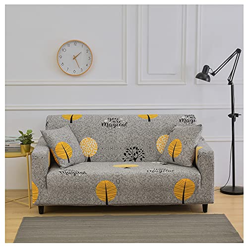 Hggzeg Sofabezug, hochdehnbarer, elastischer Stoff, für 1-, 2-, 3-Sitzer-Sofa, Stuhlbezug, bedruckt, rutschfest, Möbelschutz, maschinenwaschbar (3-Sitzer, Blatt) von Hggzeg