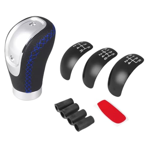 Hguvsjd Schaltknäufe 5/6 Geschwindigkeit Auto Manuelle Getriebe Stick Schaltknauf Shifter Hebel Kopf Universal Leder Auto Schaltknauf(Blue) von Hguvsjd