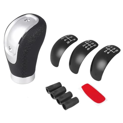 Hguvsjd Schaltknäufe 5/6 Geschwindigkeit Auto Manuelle Getriebe Stick Schaltknauf Shifter Hebel Kopf Universal Leder Auto Schaltknauf(Schwarz) von Hguvsjd
