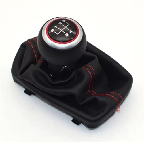Hguvsjd Schaltknäufe Für A4 B6 B7 2000-2008 Manueller 5/6-Gang-Schaltknauf Mit Staubdichter Lederabdeckung Auto Schaltknauf(5 Speed-Red 02) von Hguvsjd