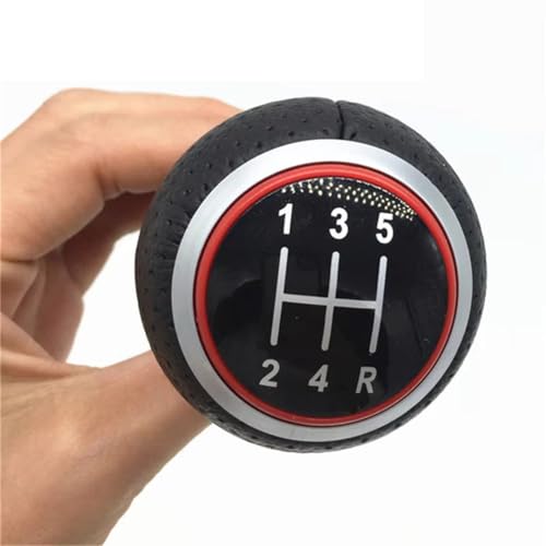 Hguvsjd Schaltknäufe Für A4 B6 B7 B8 A6 S4 8K A5 8T Q5 8R S Linie 12mm 5/6 Geschwindigkeit Schaltknauf Hebel Stick Auto Schaltknauf(Red 12345R) von Hguvsjd