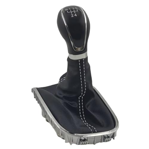 Hguvsjd Schaltknäufe Für Buick Für Excelle Für GT/XT 2009-2014 Gamaschen-Stick Weiße Linie Schaltknauf Boot Hebel Gaitor Shifter Staubschutzhülle Auto Schaltknauf(5 Speed) von Hguvsjd